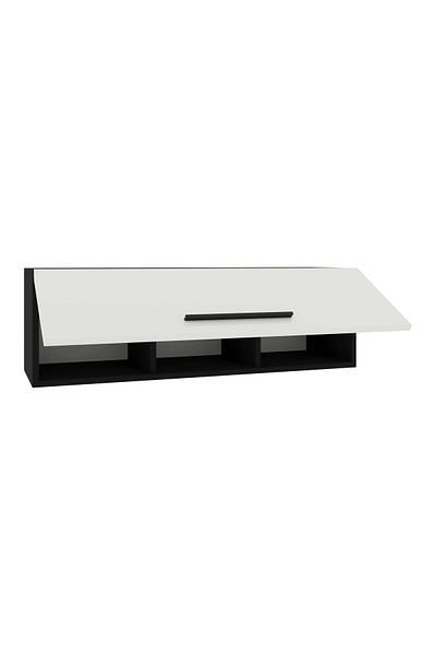 haaus.ro Soldat Kos, One Door, Black/Glossy White, MDF, 30 x 30 x 95 cm