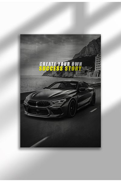 21mxm Motivational Car Poster, No Frame Canvas, "Hardest Worker" Quote, Drive to Win 2025