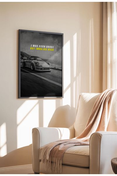 21mxm Motivational Car Poster, No Frame Canvas, "Hardest Worker" Quote, Drive to Win 2025