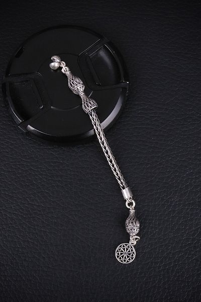 ENCİLİ SİLVER 925 Sterling Silver Albanian Chain Round End Rosary Tassel