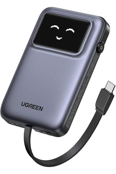 Ugreen Uno Power Bank with Built-in USB-C Cable 10,000mAh Portable Charger PD 30W Fast Charging Batt