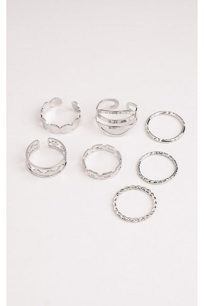 Jack Ferrero Women's Silver Color Non-Removable Ring Set