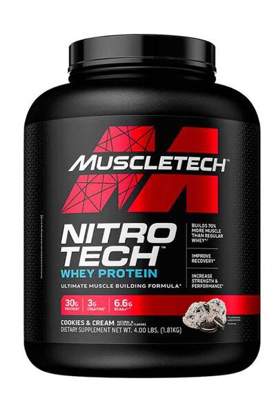 MUSCLETECH نيتروتك بروتين مصل اللبن المعزول والببتيدات مع الكوكيز والكريمة 4 رطل