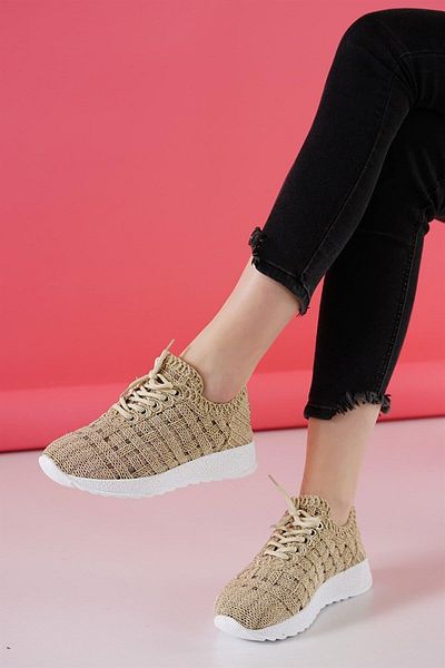 Odastore Καθημερινά πλεκτά γυναικεία αθλητικά παπούτσια με κορδόνια