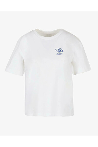 LAYORA Women's White Seashell T-Shirt - Live Slow Love Deep Written Oversize