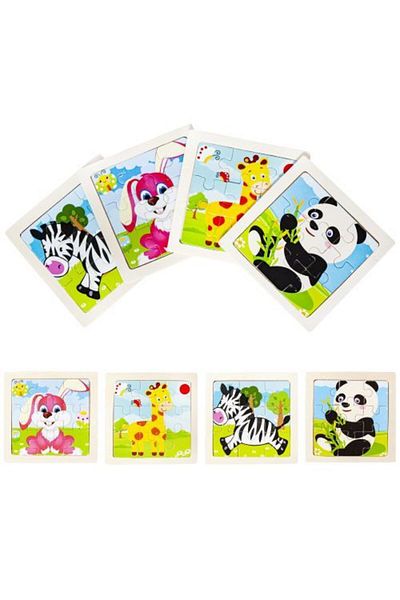 İSP "Likesmart WoodPuzzle" Various Animals Puzzle Set Made of Natural Wood, Interactive and Educational