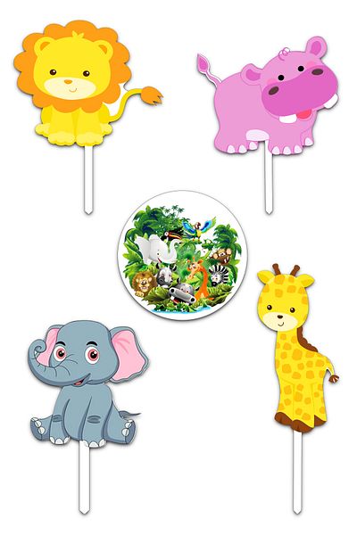 Bloom Atelier Jungle Cake Figurines, Set of 5 Cake Accessories, Cake Decoration Accessories, Cake Decorations