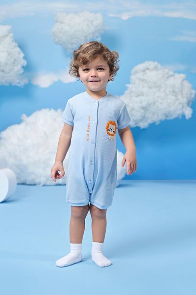 Miny Center Waffle Fabric Buttoned Baby Boy Jumpsuit