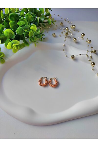 Lilamor Turuncu Renk Mineli Çelik Halka Küpe