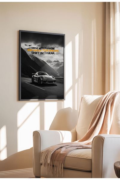 21mxm Motivational Car Poster, No Frame Canvas, "Hardest Worker" Quote, Drive to Win 2025