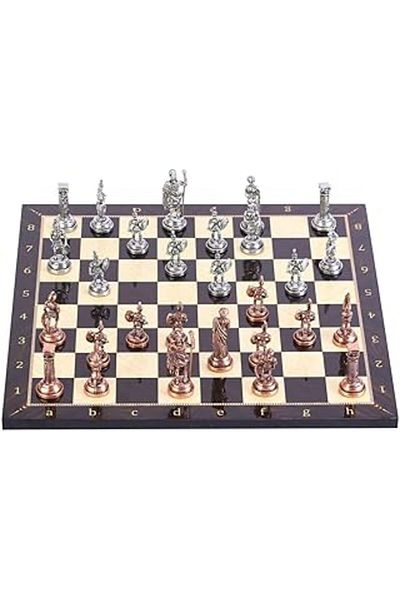 AMAZON TOHUM Gifthome Medium Size Metal Roman Chariot Set with Waste and Walnut Patterned Mdf Wooden Chariot Board (37X37 Cm.