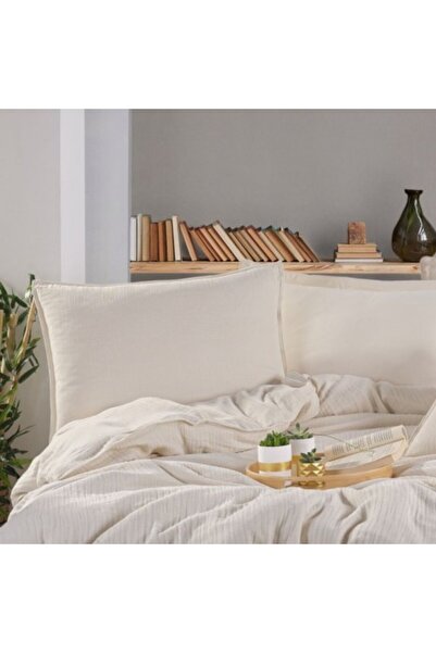 Hobby Lenjerie pat premium de lux din muselină și bumbac satinat, crem