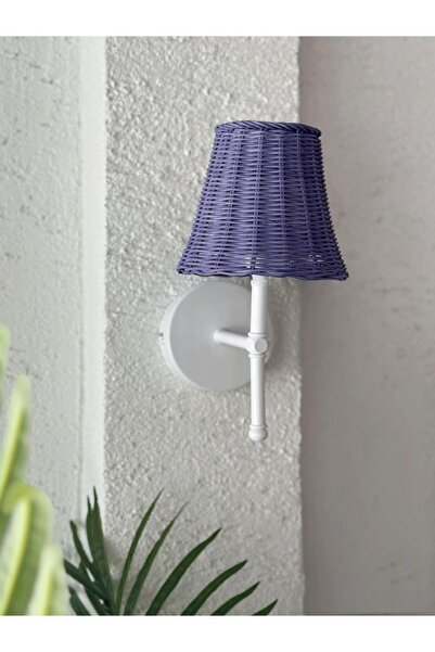 Maison Avf Mor Rattan Kablosuz Pilli Duvar Aydınlatması Aplik - Alt Beyaz