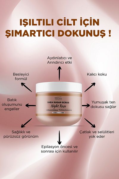 LAST TOUCH Body Scrub Nourishing, Moisturizing and Purifying, Shea Sugar Scrub 300 ml (Night Rose)