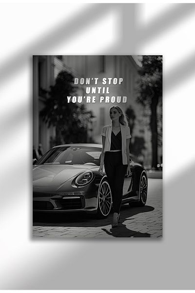 21mxm Motivational Car Poster, No Frame Canvas, "Hardest Worker" Quote, Drive to Win 2025