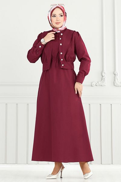 ModaMerve Hijab Gilet Suit 4450Ktr927-M Claret Red