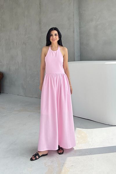 Seda Yalçın Atelier Pink Halter Dress with Gipeli Back