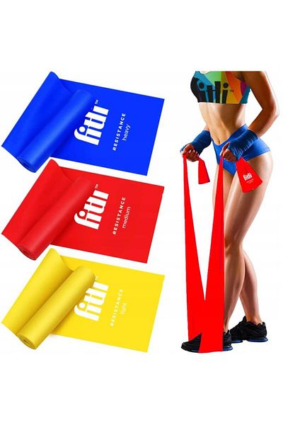 Fitli Set 3 benzi elastice pentru exercitii , 3 niveluri de rezistenta, Multicolor