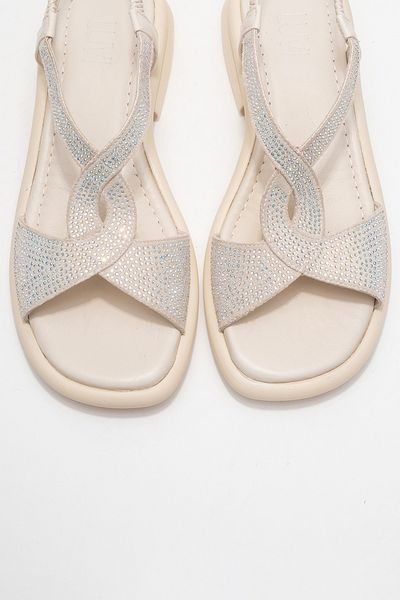 LuviShoes Aurora Ecru Genuine Leather Stone Women's Sandals