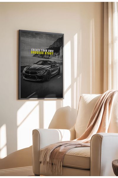 21mxm Motivational Car Poster, No Frame Canvas, "Hardest Worker" Quote, Drive to Win 2025