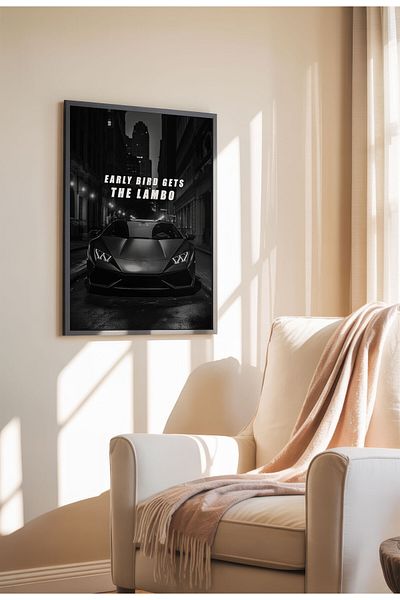 21mxm Motivational Car Poster, No Frame Canvas, "Hardest Worker" Quote, Drive to Win 2025