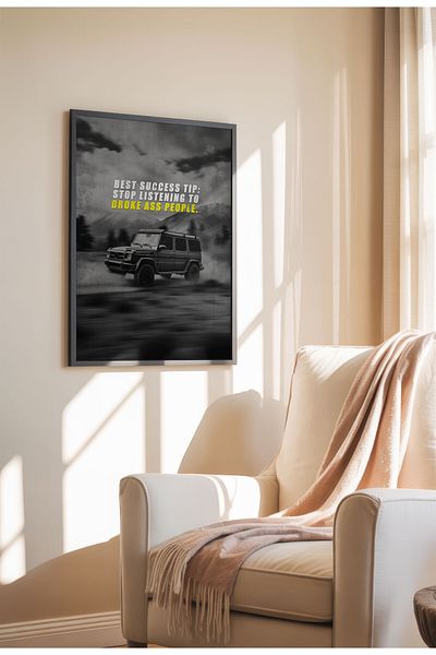 21mxm Motivational Car Poster, No Frame Canvas, "Hardest Worker" Quote, Drive to Win 2025