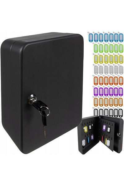 ideal STORE idealSTORE Key Storage Box, Iron, with Lock, Contains 48 Colorful Identifiers that can