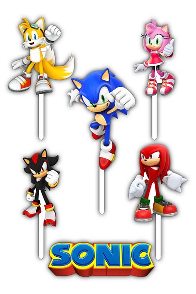 Bloom Atelier Sonic Cake Topper, Set of 6 Cake Accessories, Cake Decoration Accessories, Cake Decorations