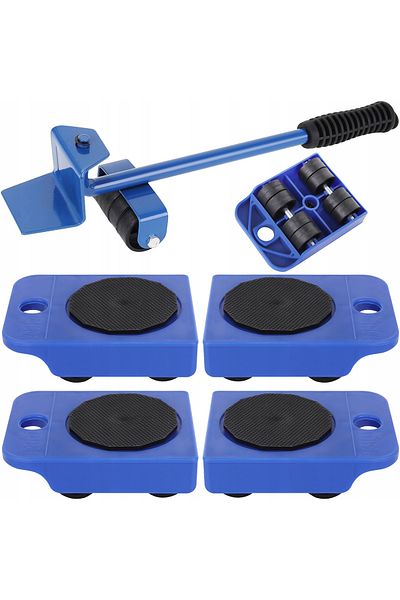 ideal STORE idealStore MovingKit Furniture Moving and Transport Set, contains 4 Supports with 8 Wheels, Steel Lever