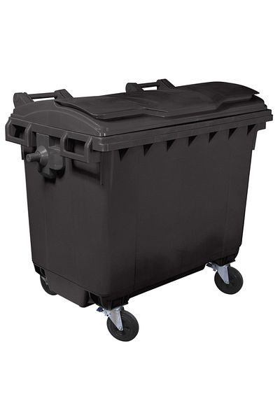 ideal STORE idealStore EcoPub Professional Container, Flat Lid, 360 Rotation Wheels, Virgin Plastic, Zinc Metal