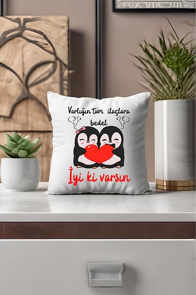 qoeuyl boutique Good to Have You - Penguin Printed Gift for Partner, Lover, Friend Fiber Filling Satin Mini Pillow