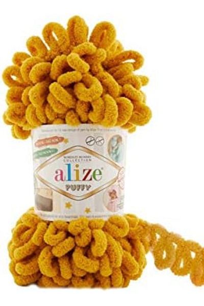Alize Puffy Hand Knitting Yarn 1PC (Color Mustard No. 02)
