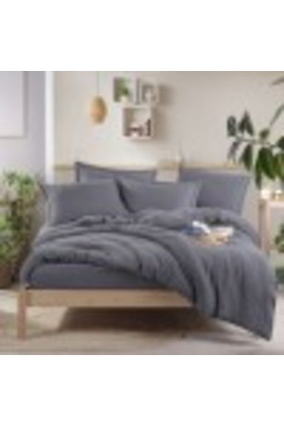 Hobby Premium luxury bedding set made of muslin and satin cotton, duvet cover 200x220cm, Anthracite