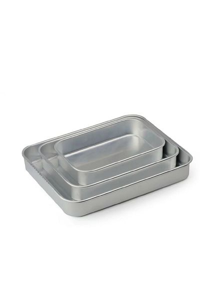 BASURRAH 3-piece rectangular aluminum cake pan set