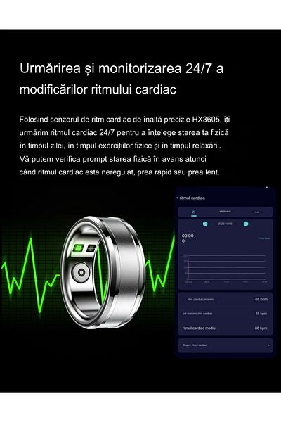 ideal STORE idealSTORE BetaSmart Smart Ring, Unisex, Heart Rate, Temperature, Oxygen, Sleep Monitoring,