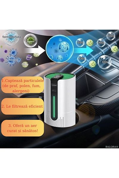 BALQRA BALQRA® Air Purifier, Ideal for car, home, office, USB Type C, Eliminates unpleasant odors
