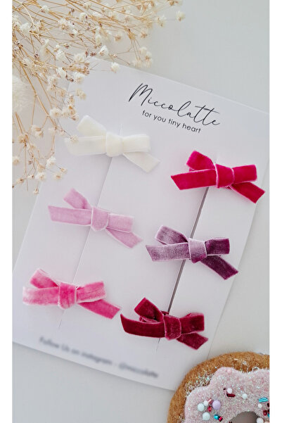 Miccolatte El Yapımı Kadife Fiyonk Bebek Klips Toka Seti – 6’lı Mini (3.5 cm)