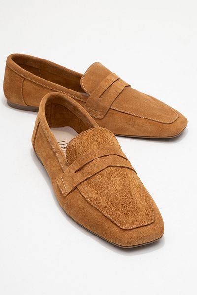 LuviShoes Дамски мокасини от естествена кожа, кафяви, велурени MORNE