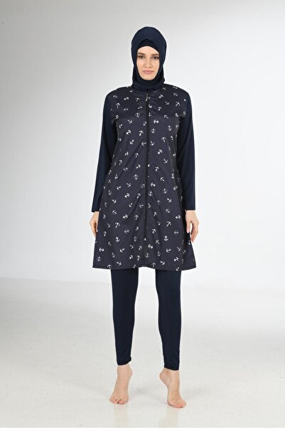 Fantasy Full Covered Patterned Parachute Fabric Hijab Swimsuit 3214