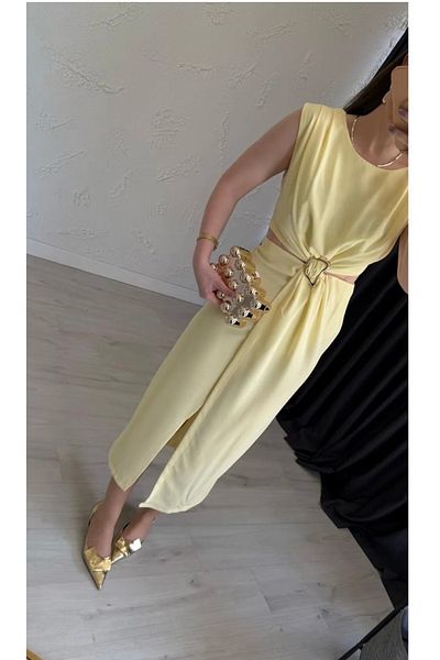 CADDELAMODA Rochie de damă cu detaliu cu cataramă în talie