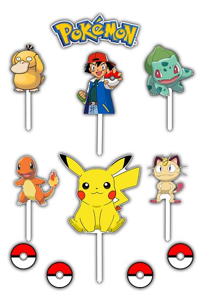 Bloom Atelier Pokemon Cake Topper, Set of 11 Cake Accessories, Cake Decoration Accessories, Cake Decorations