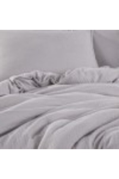 Hobby Premium luxury bed linen made of muslin and satin cotton, duvet cover 200x220cm, Light gray