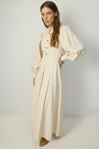 Touché Privé Pleated Shirt Collar Dress