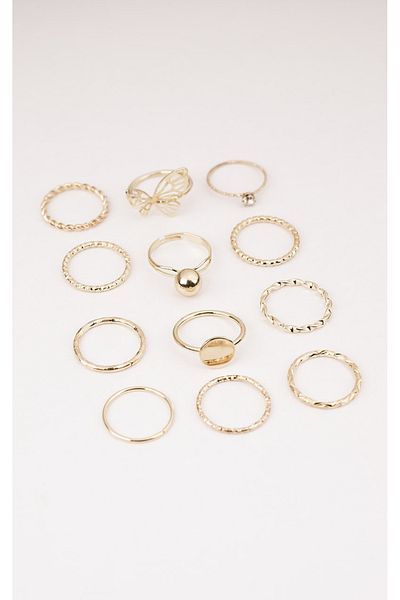 Jack Ferrero Women's Gold Color Non-Fade Ring Set