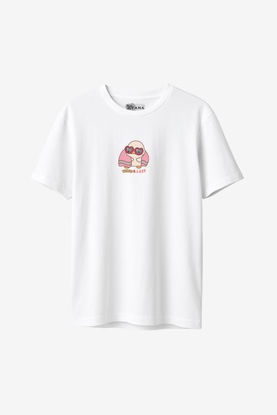FANA Women's White T-Shirt Minimal Animal and Slogan Printed Summer T-Shirt