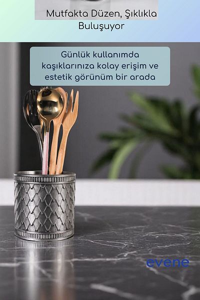 Evene Suport pentru tacâmuri de blat Suport decorativ pentru tacâmuri vertical Cilindru Suport pentru tacâmuri argintiu Culoare antică Model 87