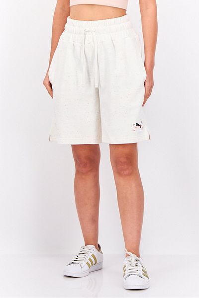 Puma Women Sportswear Fit Brand Logo Outdoor Shorts, Off White