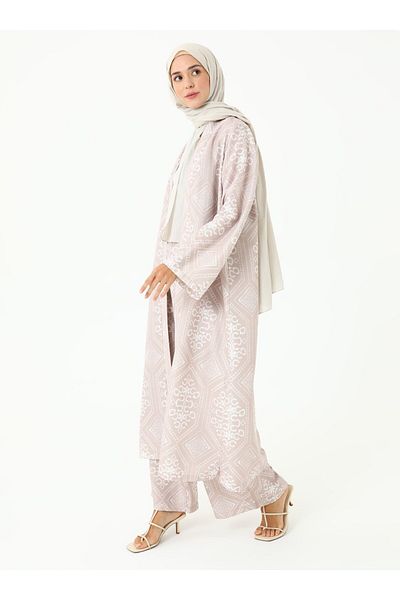 Refka Soft Buttoned Kimono&Pants Set - Powder -