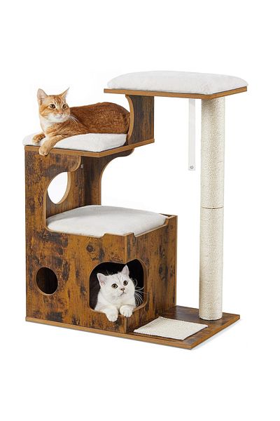 feandrea Cat Play Set, Furniture Type, Mdf, With 3 Cushions, 66x40x86cm, Brown