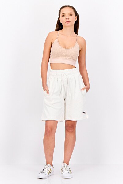 Puma Women Sportswear Fit Brand Logo Outdoor Shorts, Off White